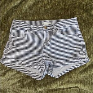 White and Black Striped Shorts